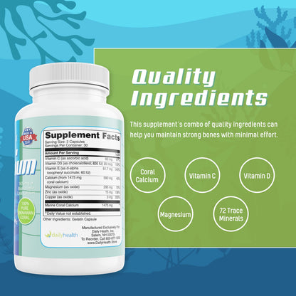 Daily Health Pure Okinawa Coral Calcium – 1475mg, 270 Capsules (3 Month Supply)