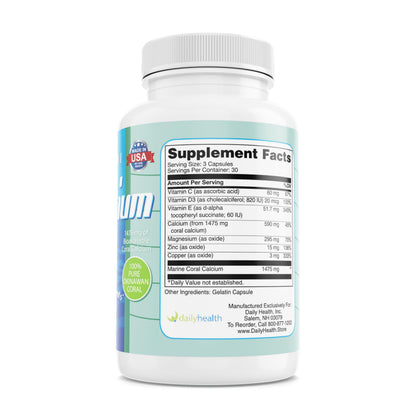 Daily Health Pure Okinawa Coral Calcium – 1475mg, 270 Capsules (3 Month Supply)