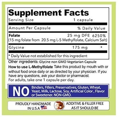 Daily L-Methylfolate 15mg – 2 Bottles (180 Capsules) | 5-MTHF, Non-GMO, Gluten Free