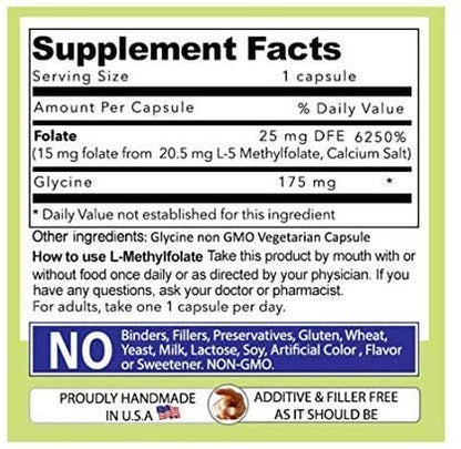 Daily L-Methylfolate 15mg – 2 Bottles (180 Capsules) | 5-MTHF, Non-GMO, Gluten Free