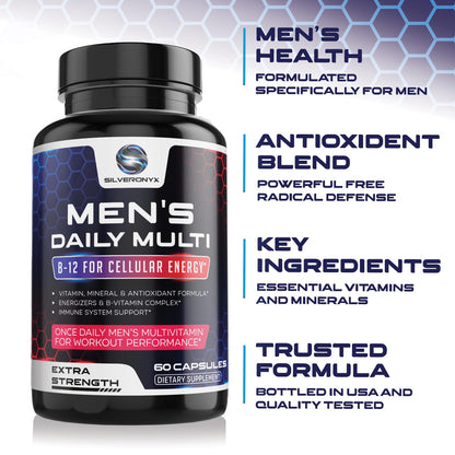 Multivitamin for Men - Immune Support, Non-GMO, 60 Capsules | SilverOnyx