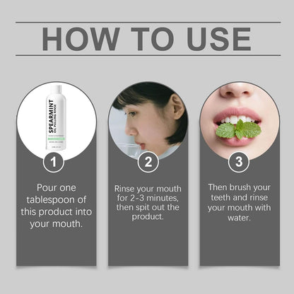 Spearmint Oil Pulling Rinse & Cold-Pressed Coconut Mouthwash for Teeth Whitening