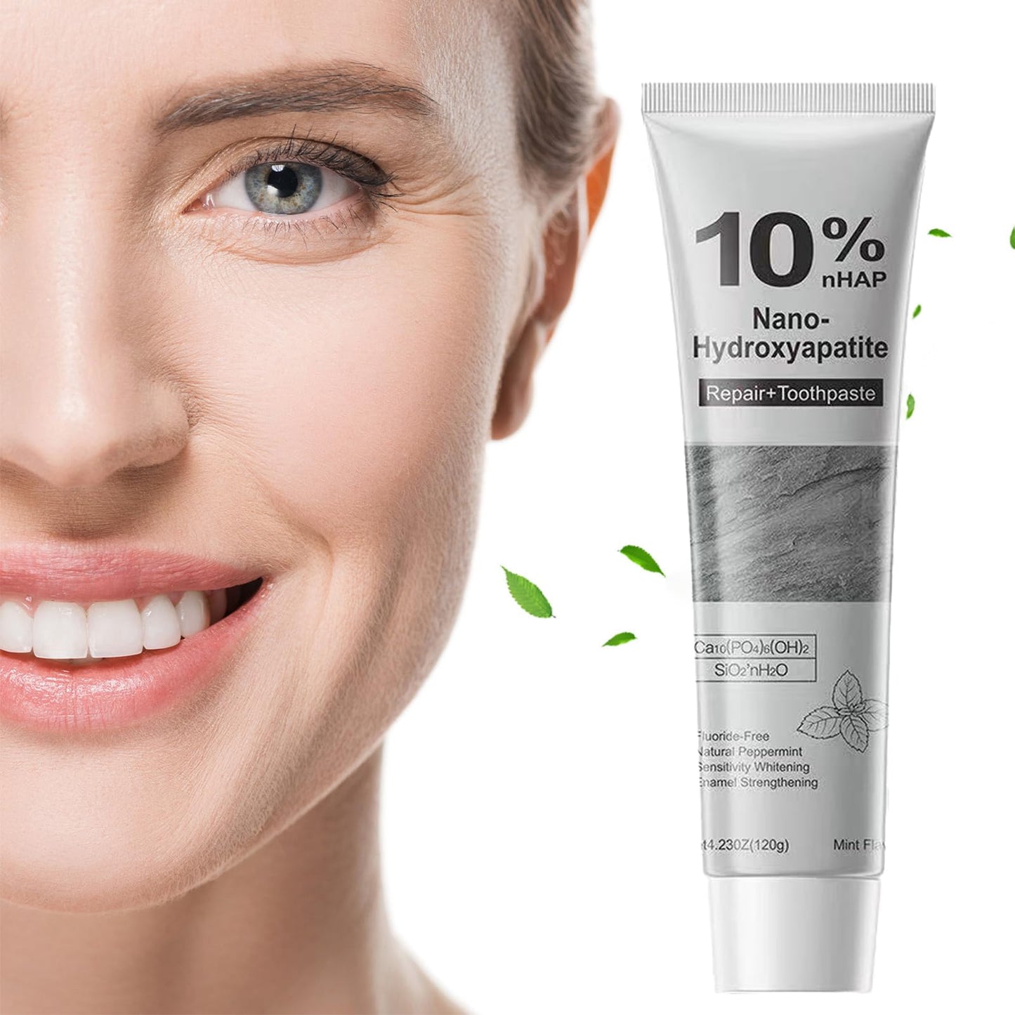 10% Nano Hydroxyapatite Toothpaste – Enamel Repair, Teeth Strengthening, Fluoride Free (4.23 oz) - Gentle Mint