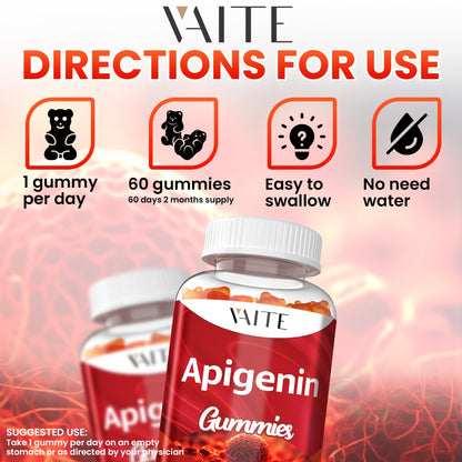 Apigenin 150mg Chamomile Gummies - Vegan Liposomal Calm Formula, Non-GMO