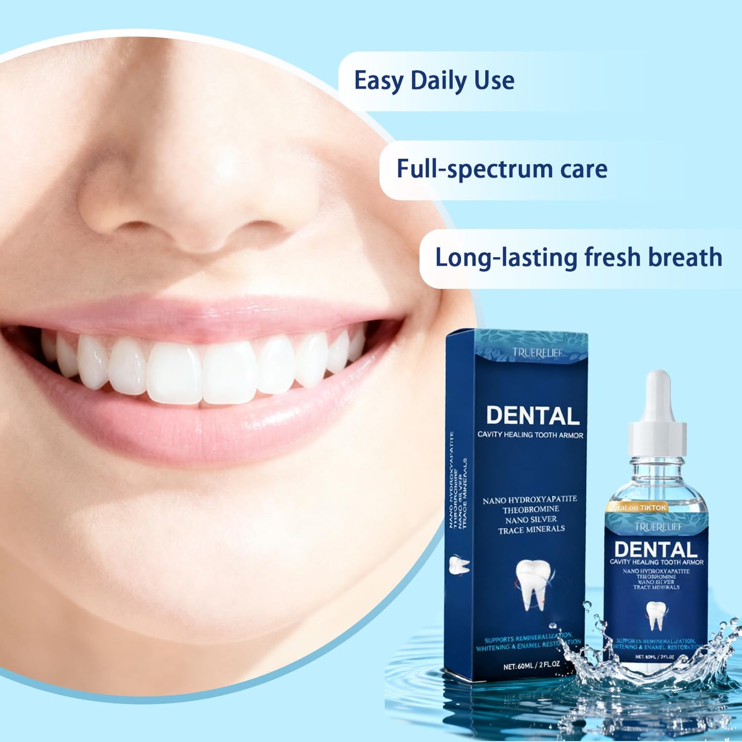 Cavity Healing Tooth Armor Liquid – Transparent Enamel Strengthening with Hydroxyapatite