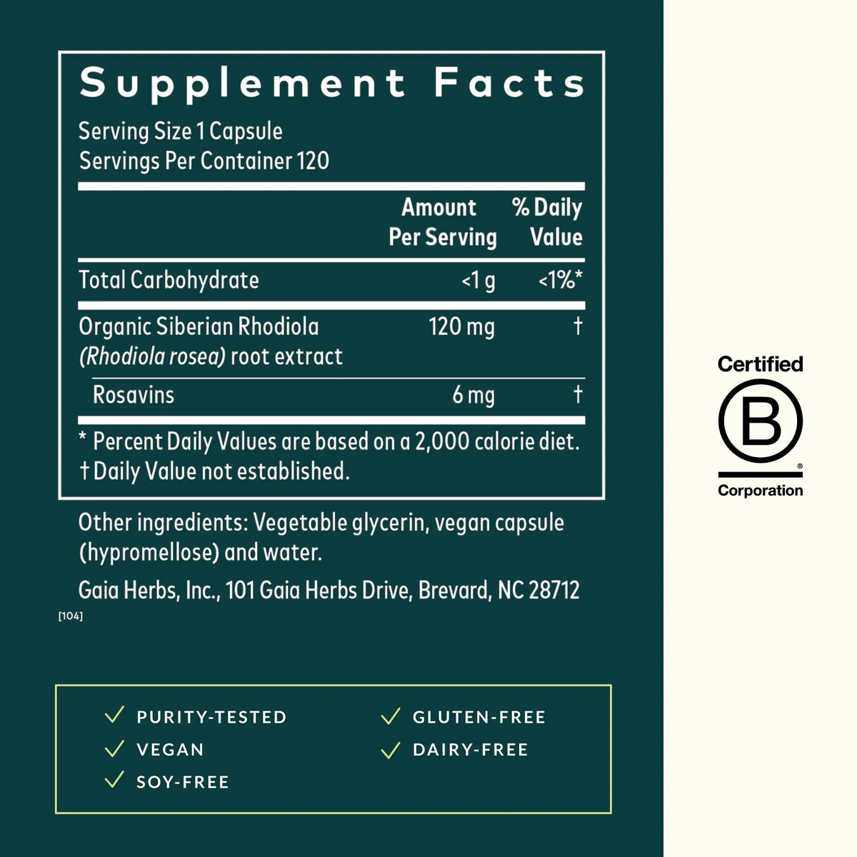 Gaia Herbs Rhodiola Rosea - Stress Support & Endurance - Siberian Root Extract - 120 Vegan Liquid Phyto-Caps (120 Servings) BritishVita | Premium UK Vitamins & Wellness Supplements