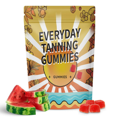 Daily Tanning Gummies – Natural Sunless Tan with Astaxanthin, Lycopene & Beta Carotene – Watermelon