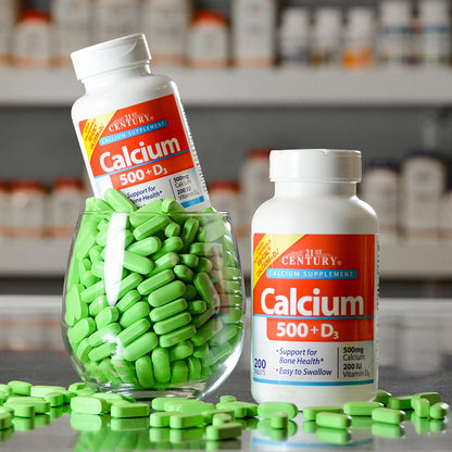 21st Century Calcium 500 mg + D3 Tablets - 400 Count | Bone Health Supplement