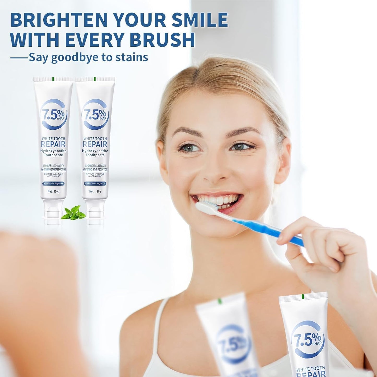 7.5% Hydroxyapatite Toothpaste for Enamel Protection, Tooth Strengthening & Fresh Breath | Gentle Mint