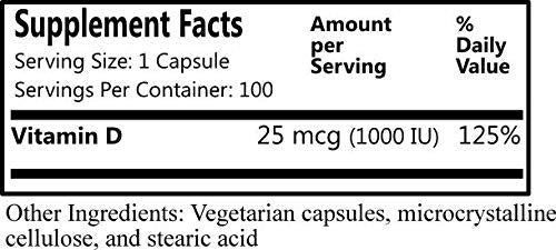 Vitamin D3 1000 IU (25 mcg) – Non-GMO, Gluten Free, Kosher | Daily Manufacturing