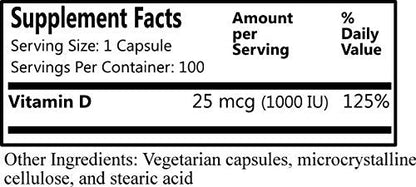 Vitamin D3 1000 IU (25 mcg) – Non-GMO, Gluten Free, Kosher | Daily Manufacturing