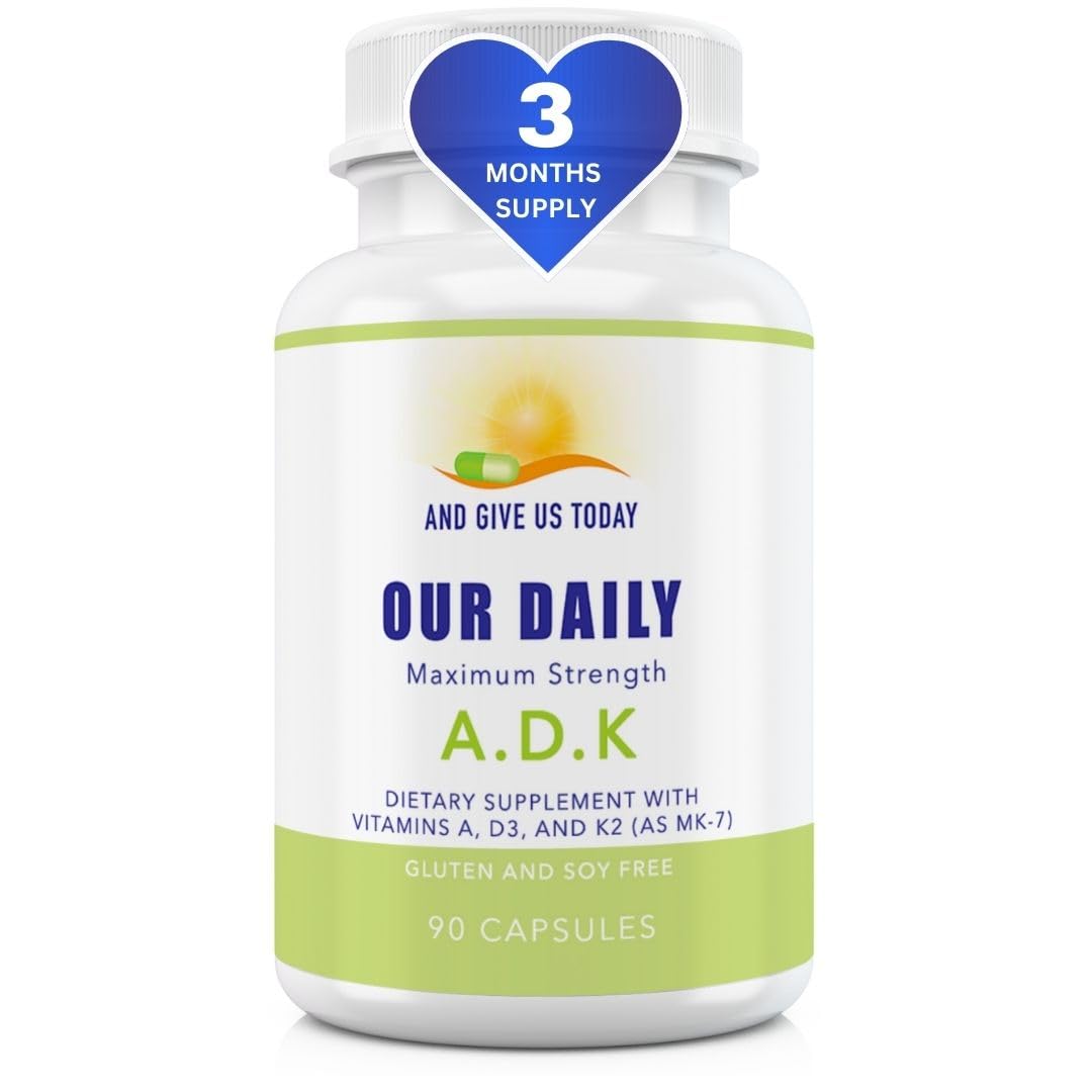 Daily Vites ADK Vitamin Supplement 5000 IU – 90 Caps (90 Day Supply) – High Potency A, D3 & K2-MK7 | Non-GMO, Gluten Free