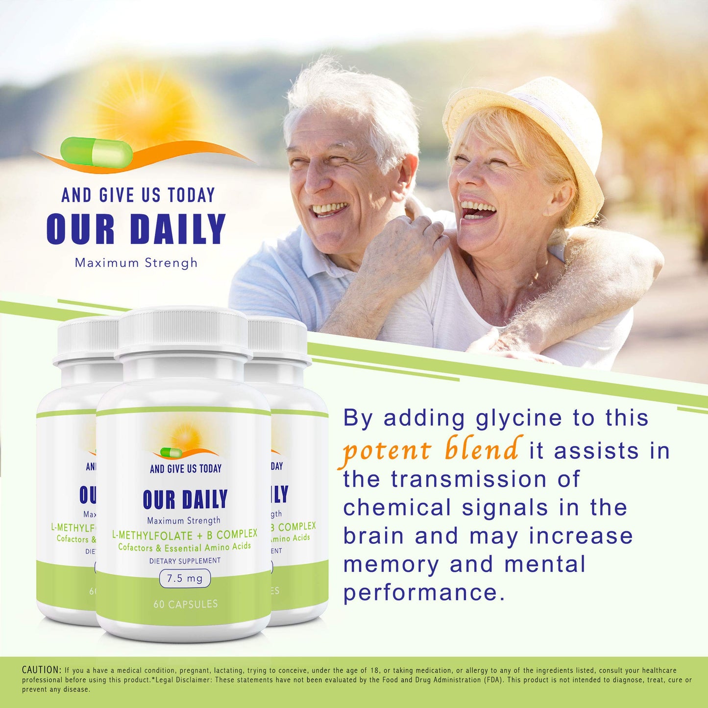 Our Daily Vites L-Methylfolate B Complex Co-factors & Essential Amino Acids (7.5mg) – Active Folate, Methylated B12 Methylcobalamin, B6 & Glycine – 60 Count