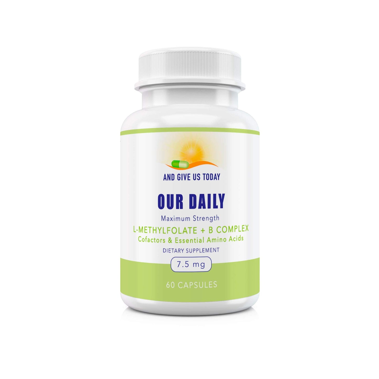 Our Daily Vites L-Methylfolate B Complex Co-factors & Essential Amino Acids (7.5mg) – Active Folate, Methylated B12 Methylcobalamin, B6 & Glycine – 60 Count