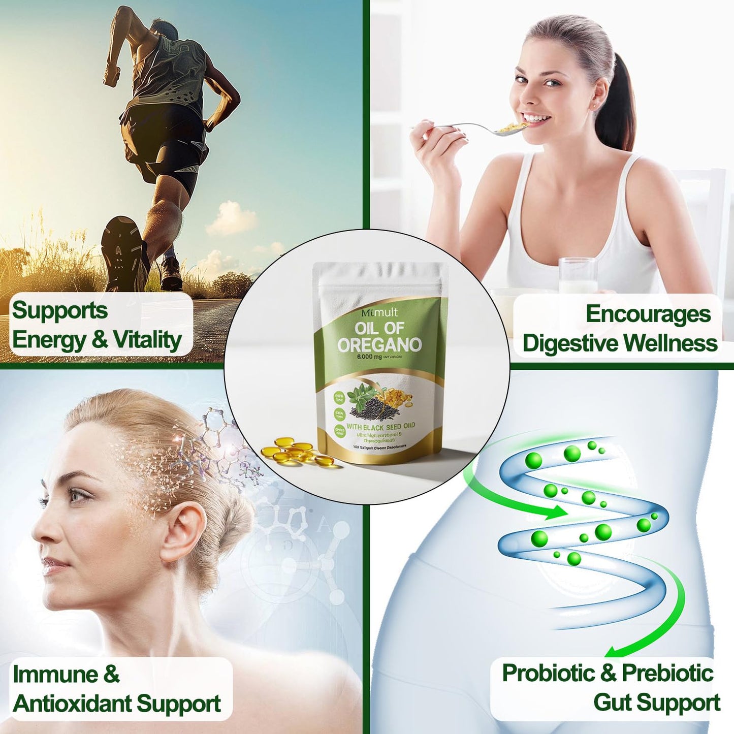 MTMULT Oil of Oregano with Black Seed Oil & Moringa – 6000mg, 180 Softgels (Carvacrol‑Rich, Opaque Packaging)