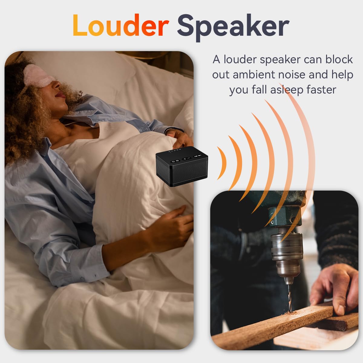 DailyBody Sound Machine – 30 Sounds, 36 Volume Levels, 5 Timers, Memory, Portable Black