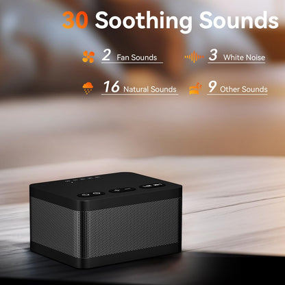 DailyBody Sound Machine – 30 Sounds, 36 Volume Levels, 5 Timers, Memory, Portable Black