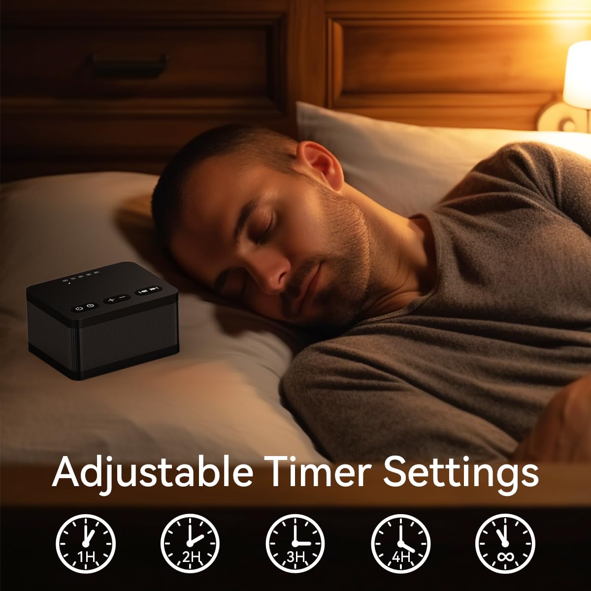 DailyBody Sound Machine – 30 Sounds, 36 Volume Levels, 5 Timers, Memory, Portable Black