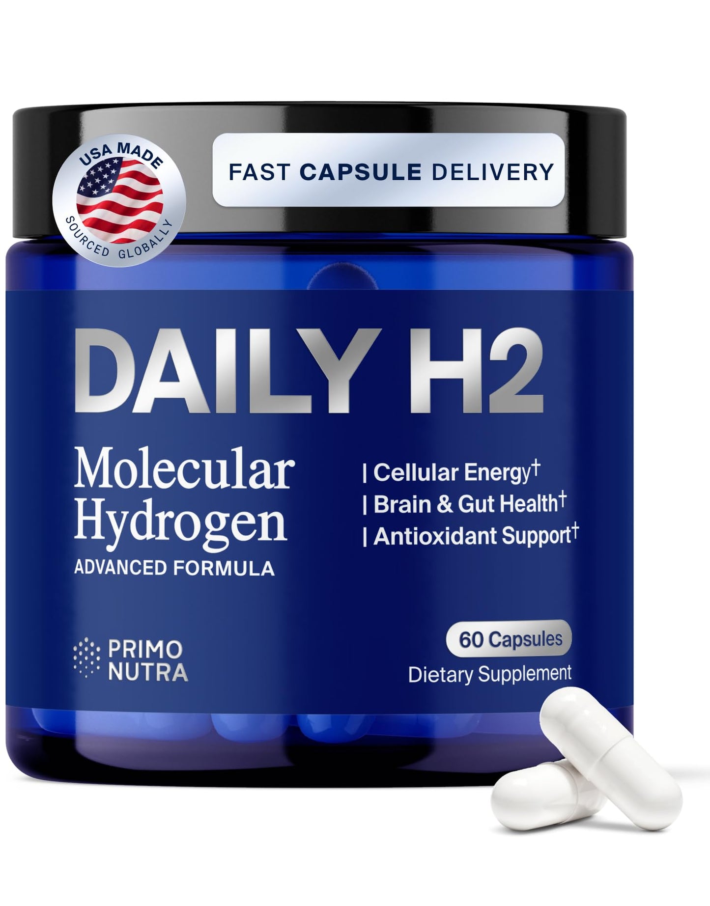 DailyH2 Molecular Hydrogen Capsules | Hydrogen Water Tablet Alternative | 60 Capsules