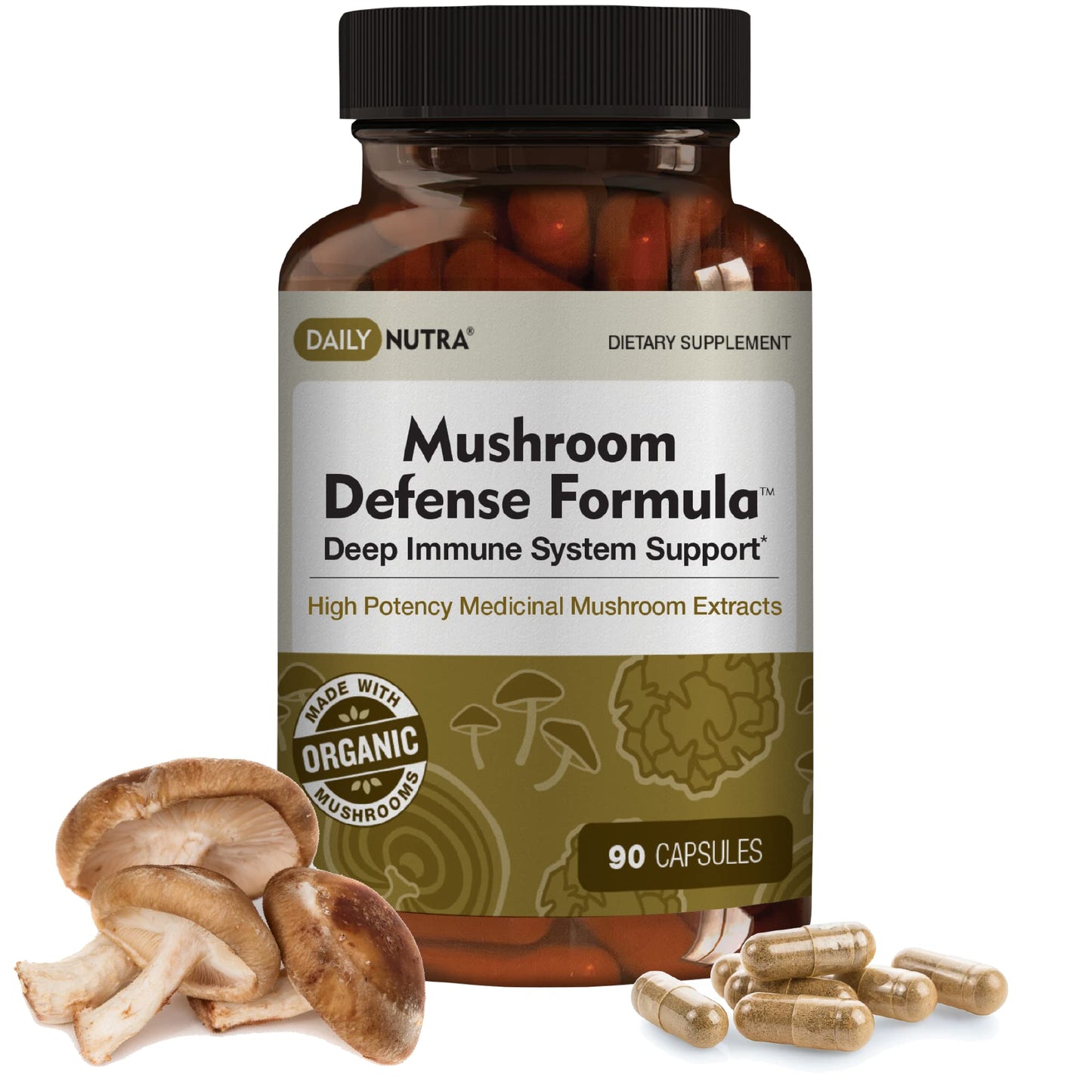 DailyNutra Mushroom Defense Formula — Immune Support (90 Capsules)