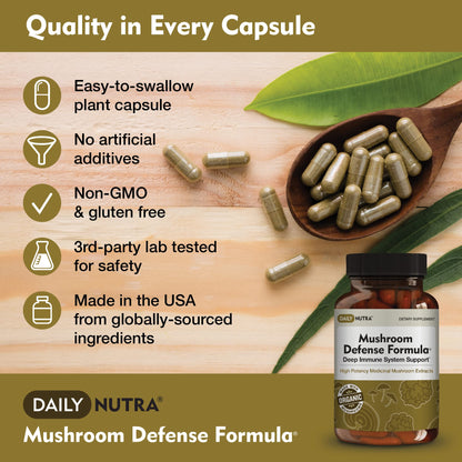 DailyNutra Mushroom Defense Formula — Immune Support (90 Capsules)