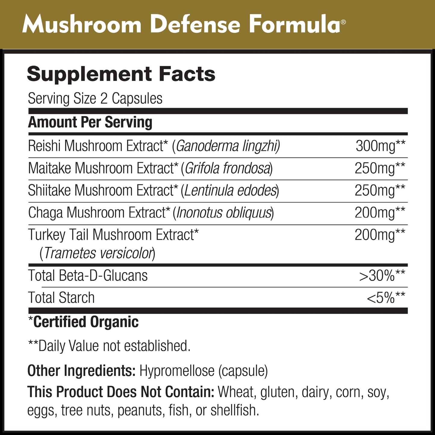 DailyNutra Mushroom Defense Formula — Immune Support (90 Capsules)