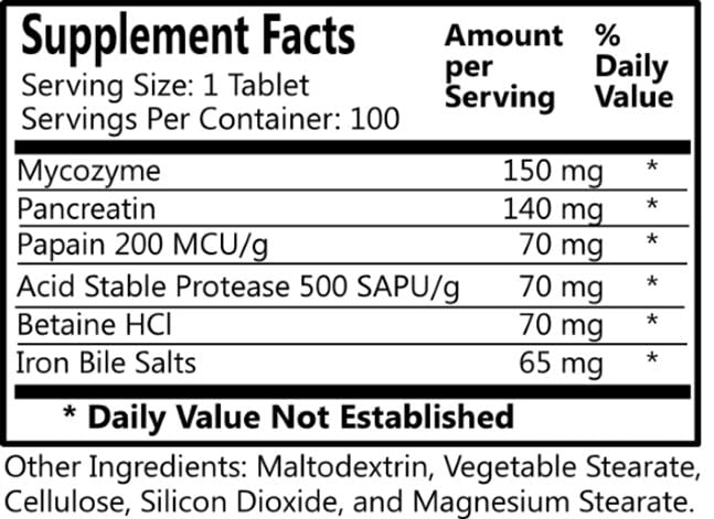 Digestine Daily Digestive Enzymes | Mycozyme, Pancreatin, Papain & More | Daily Manufacturing