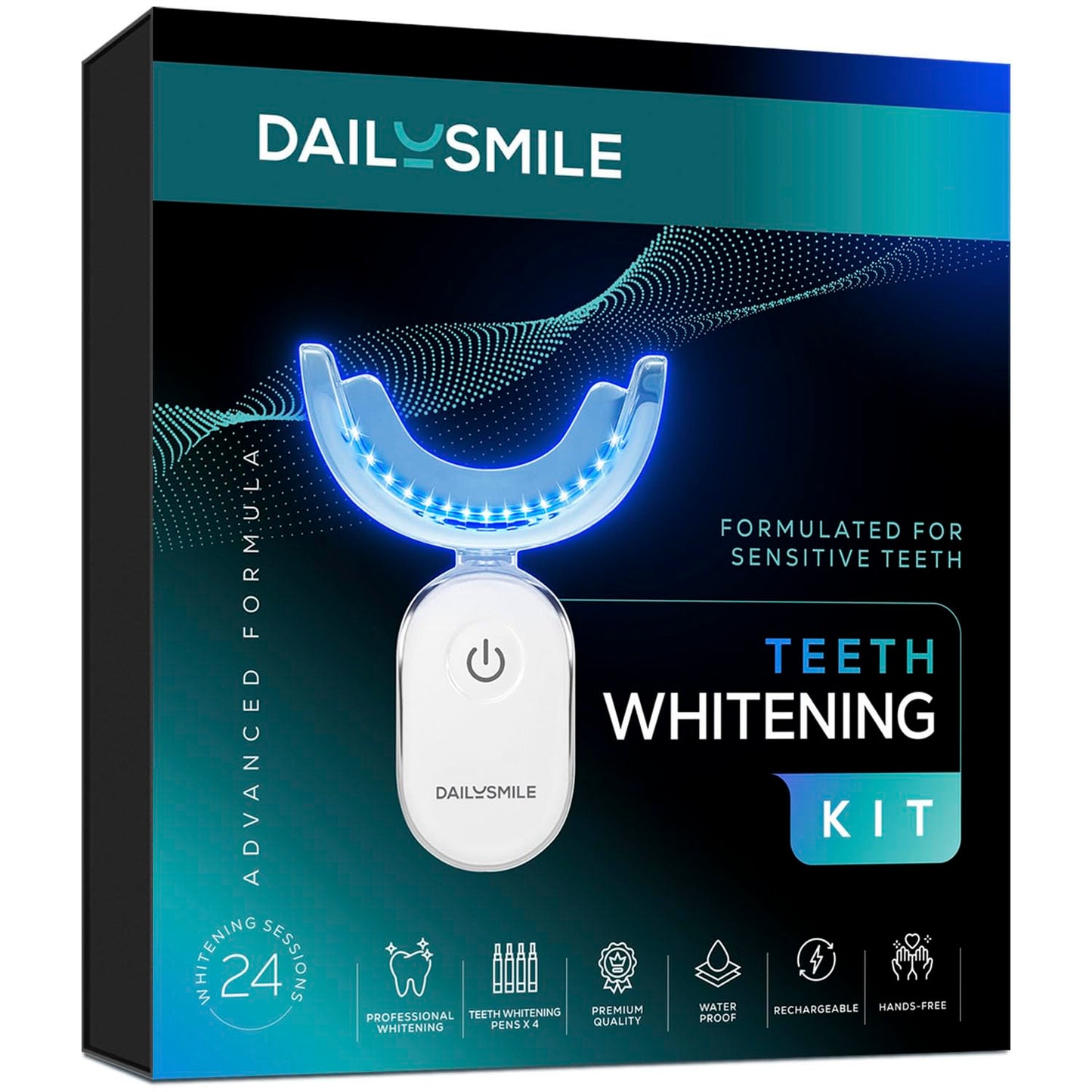 Dailysmile Teeth Whitening Kit with LED | Safe for Sensitive Teeth | Hands-Free, Waterproof LED Light