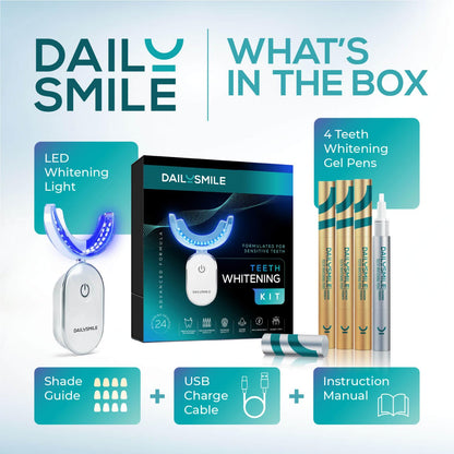 Dailysmile Teeth Whitening Kit with LED | Safe for Sensitive Teeth | Hands-Free, Waterproof LED Light