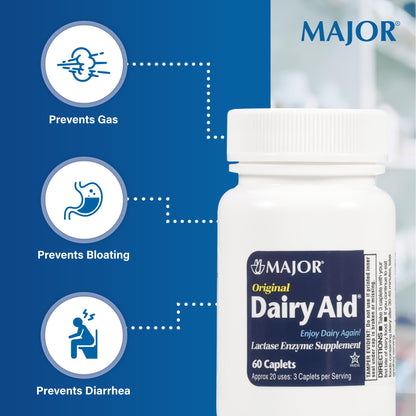 Dairy Aid Lactase Enzyme Caplets (Lactaid Original) 9000 FCC, 120 Ea