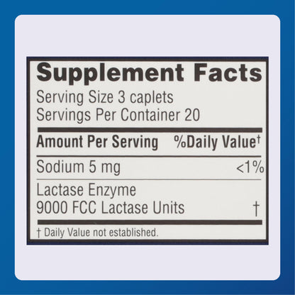 Dairy Aid Lactase Enzyme Caplets (Lactaid Original) 9000 FCC, 120 Ea