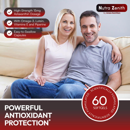 Astaxanthin Supplement with Omega-3, Vitamin E & Lutein – 60 Capsules | Antioxidant Support & Energy