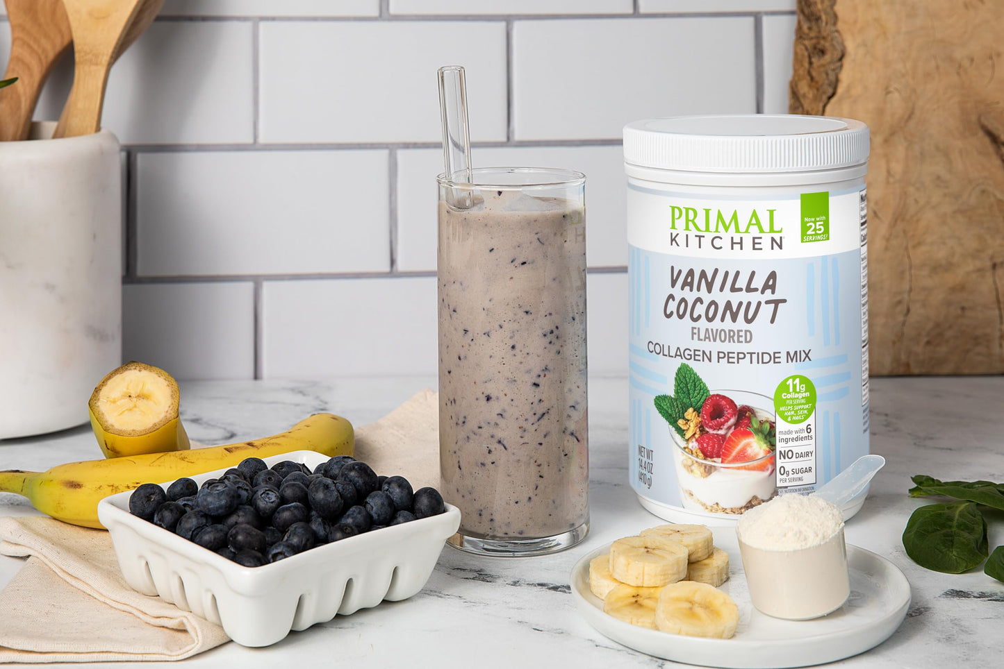 Primal Kitchen Vanilla Coconut Collagen Fuel Drink Mix – 11g Collagen, Dairy-Free, No Artificial Sweeteners, 14.4 oz
