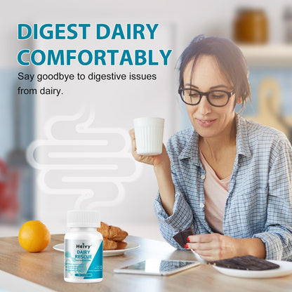 Heivy Lactase Enzyme 3000 FCC Dairy Relief – Fast Acting Lactose Pills, 90 Caplets, Made in USA (2 Pack)