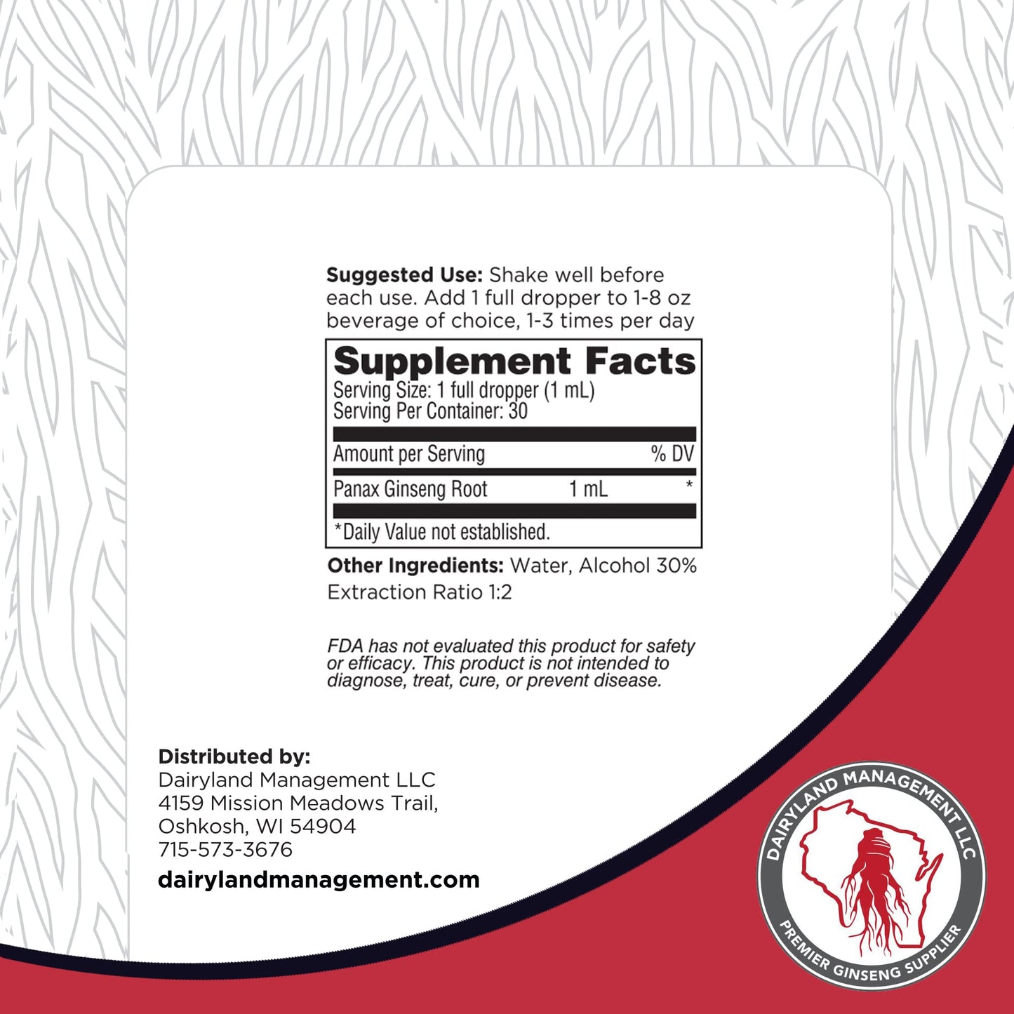 Dairyland Red Ginseng Extract 2 FL oz – Immune Support, Korean Red Panax Ginseng – Non-GMO & Gluten Free