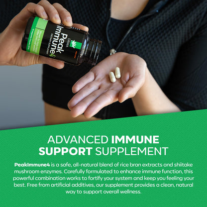 Daiwa PeakImmune4® – Immune Support Supplement for Adults with Rice Bran Arabinoxylan Compound (RBAC) and Shiitake Mushroom Enzyme – 50 Capsules