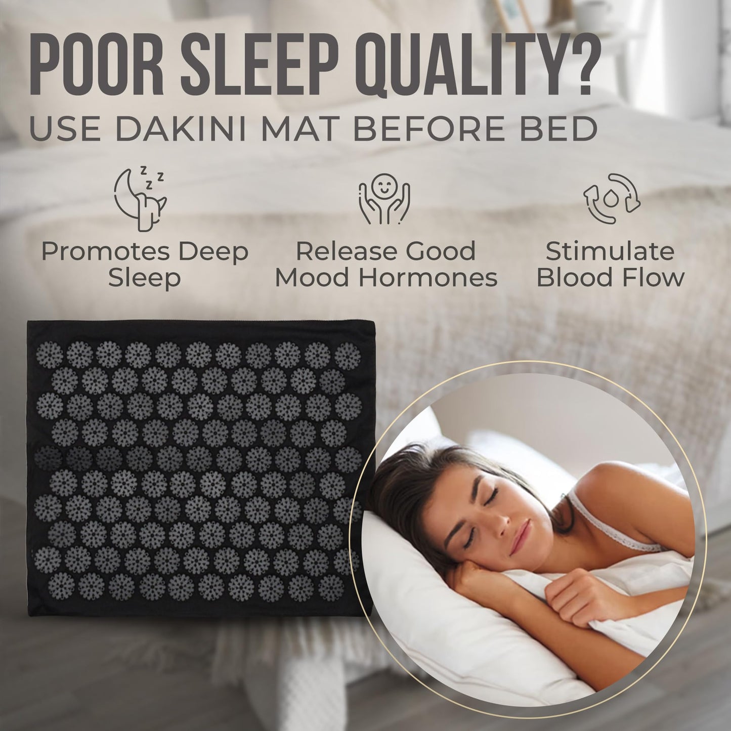 Dakini Acupressure Mat & Pillow Set with Mini Pad | Full-Body Pain Relief