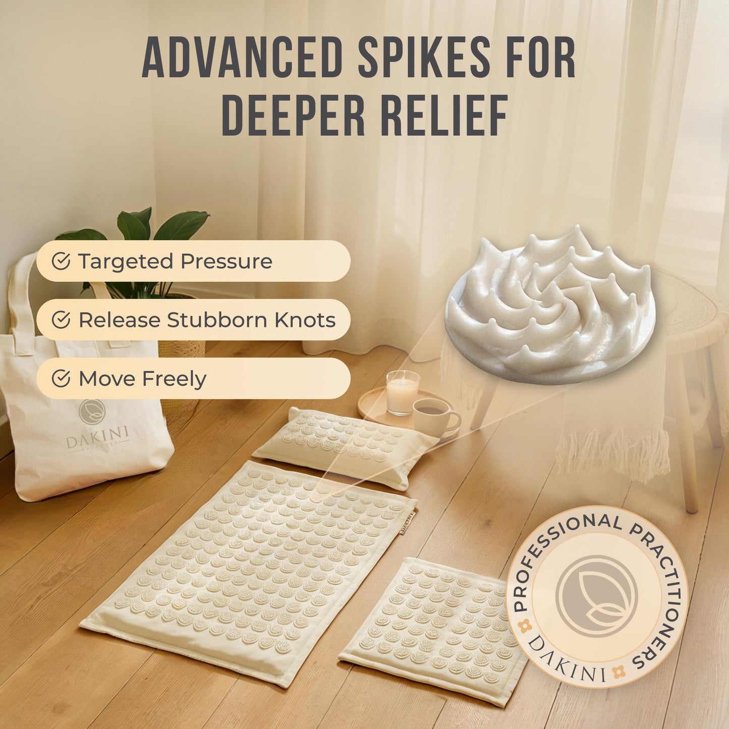 Dakini Premium Linen Acupressure Mat & Pillow Set – Full-Body Pain Relief