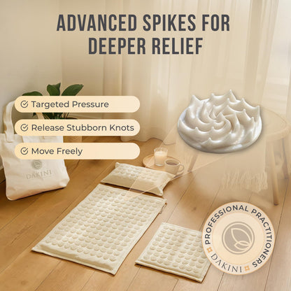Dakini Premium Linen Acupressure Mat & Pillow Set – Full-Body Pain Relief