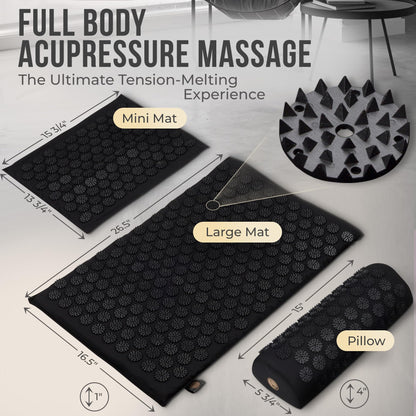 Dakini Acupressure Mat & Pillow Set with Mini Pad | Full-Body Pain Relief