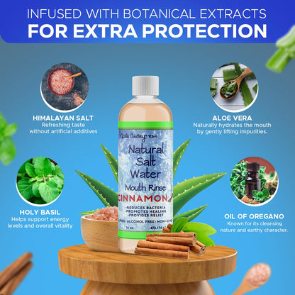 Dale Audrey Natural Pink Himalayan Saltwater Mouth Rinse | Organic Cinnamon Flavor, Fluoride Free, Alcohol Free, Cruelty Free | Teeth Cleaner Mouthwash & Fresh Breath – 16 FL OZ
