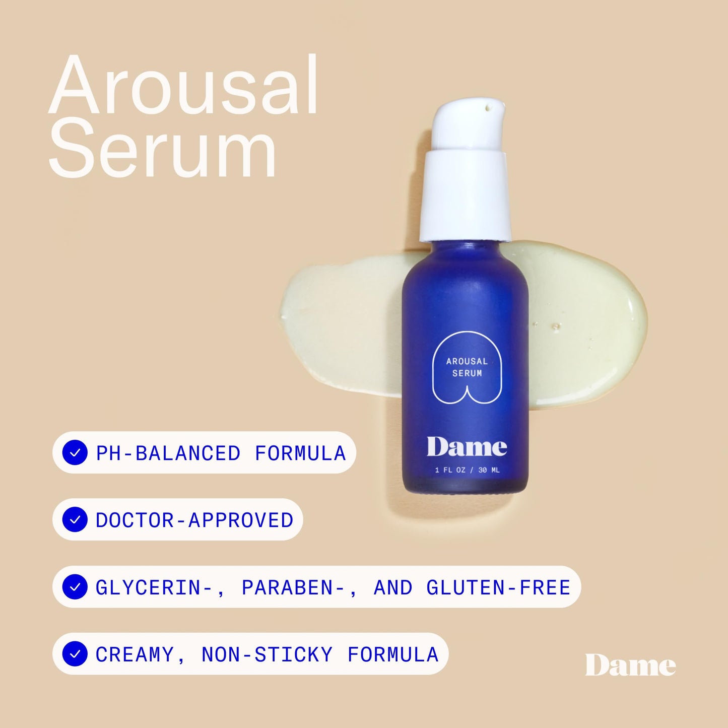 Dame Arousal Serum for Women – Organic Vegan Massage Oil, Edible & pH Balanced