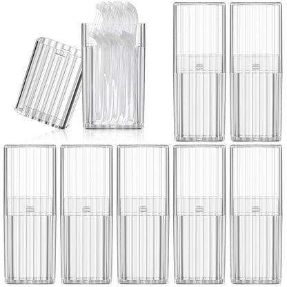 Dandat 8 Pcs Floss Holder Travel Case White | Toothpick & Cotton Swab Organizer