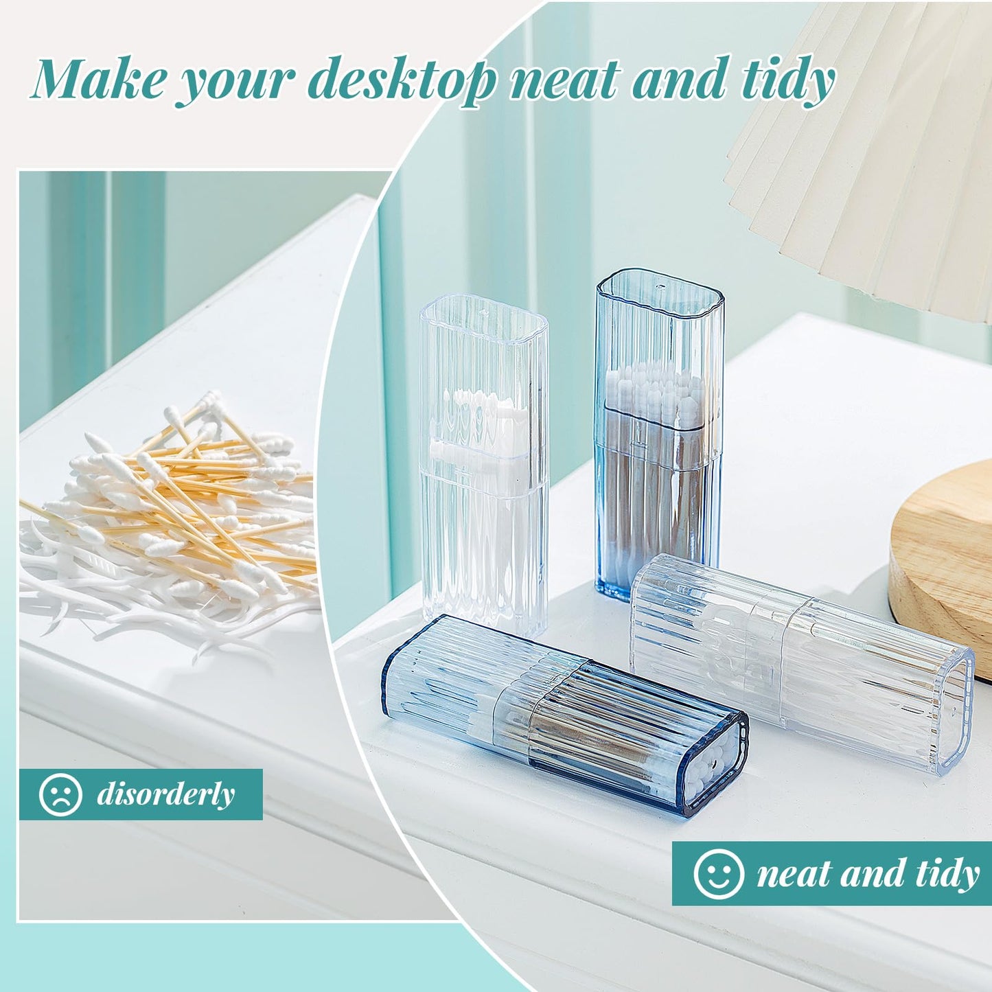 Dandat 8 Pcs Floss Holder Travel Case White | Toothpick & Cotton Swab Organizer