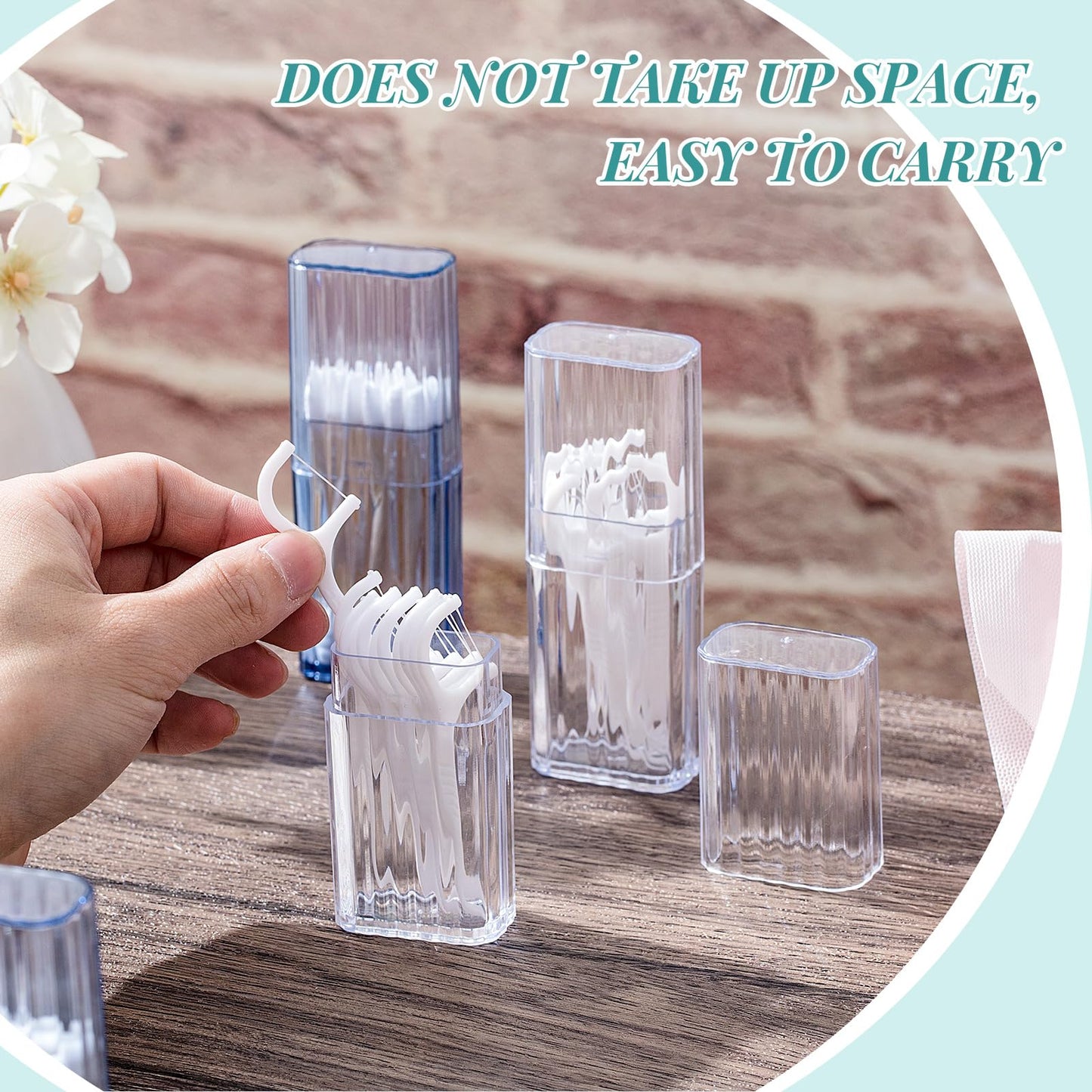 Dandat 8 Pcs Floss Holder Travel Case White | Toothpick & Cotton Swab Organizer