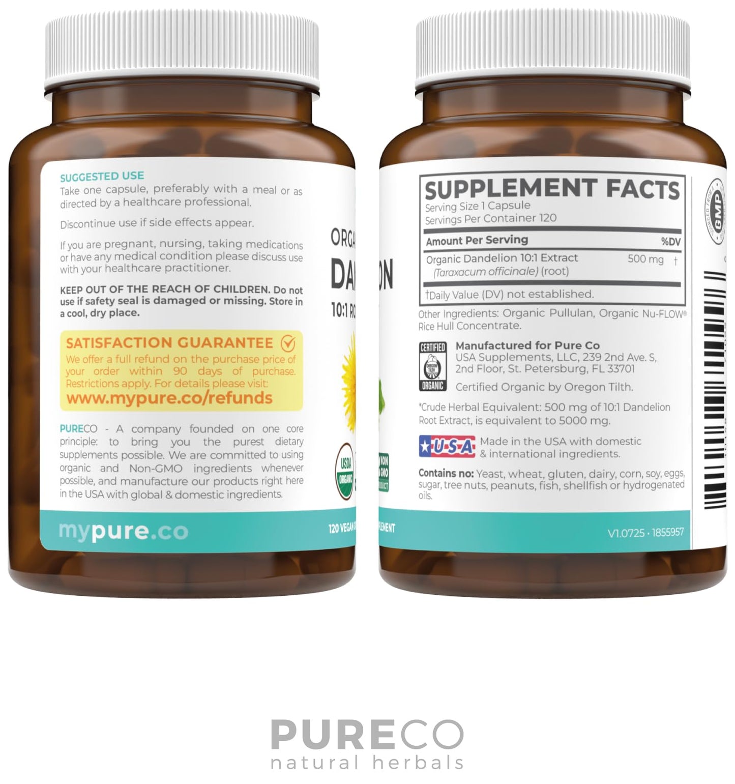 USDA Organic Dandelion Root Extract 10:1 – High Potency Liver Support (4 Month Supply) – Vegan & Non-GMO