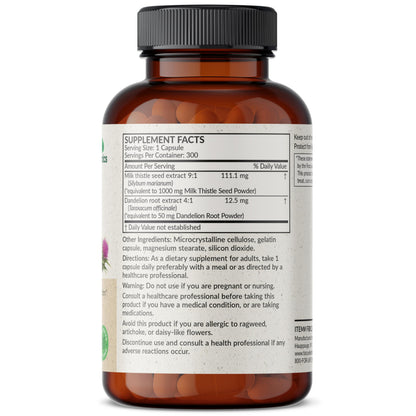 Futurebiotics Milk Thistle Silymarin Marianum & Dandelion Root - Liver Health, 300 Capsules