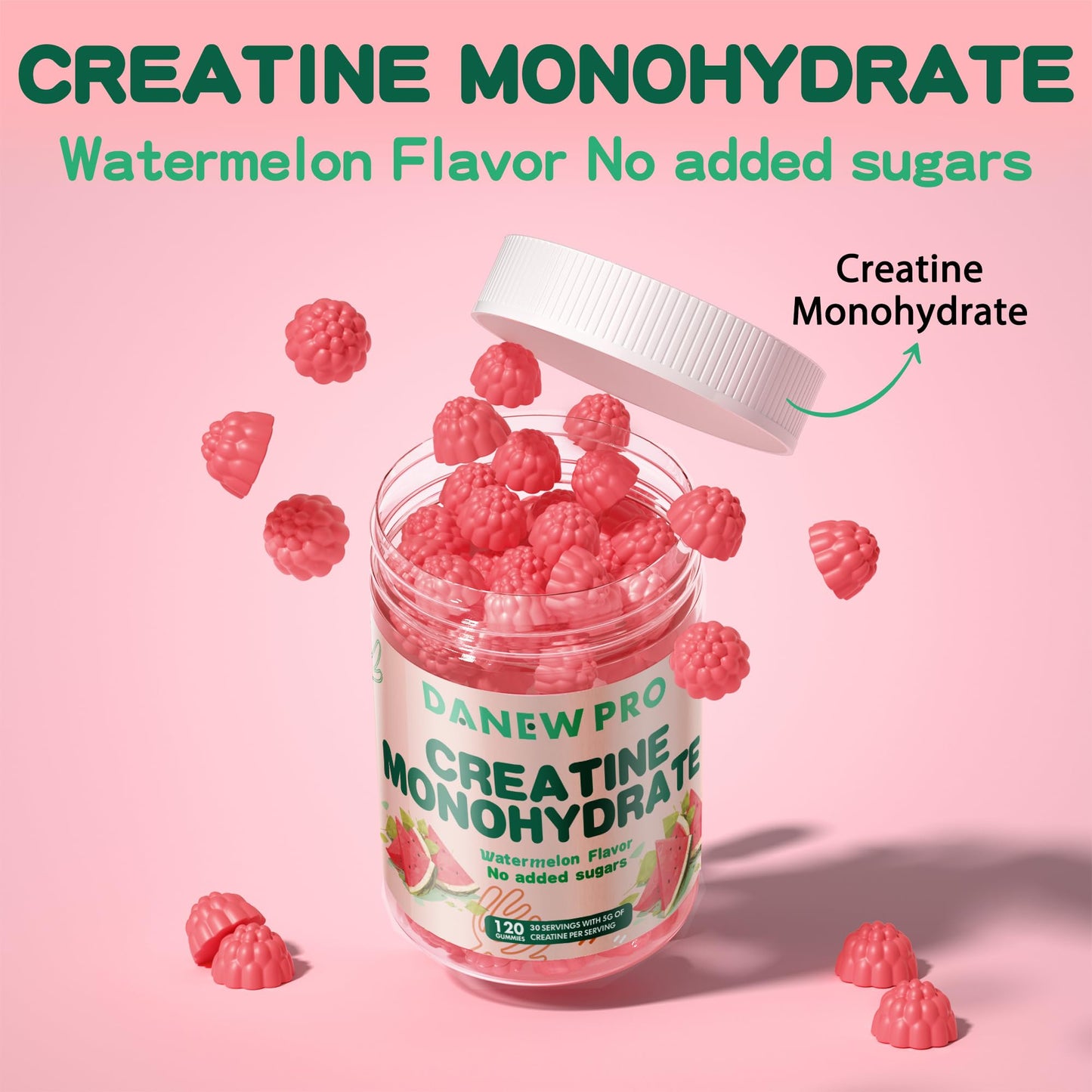 DANEW Pro Creatine Gummies 5000mg – Muscle Strength & Energy (Watermelon)