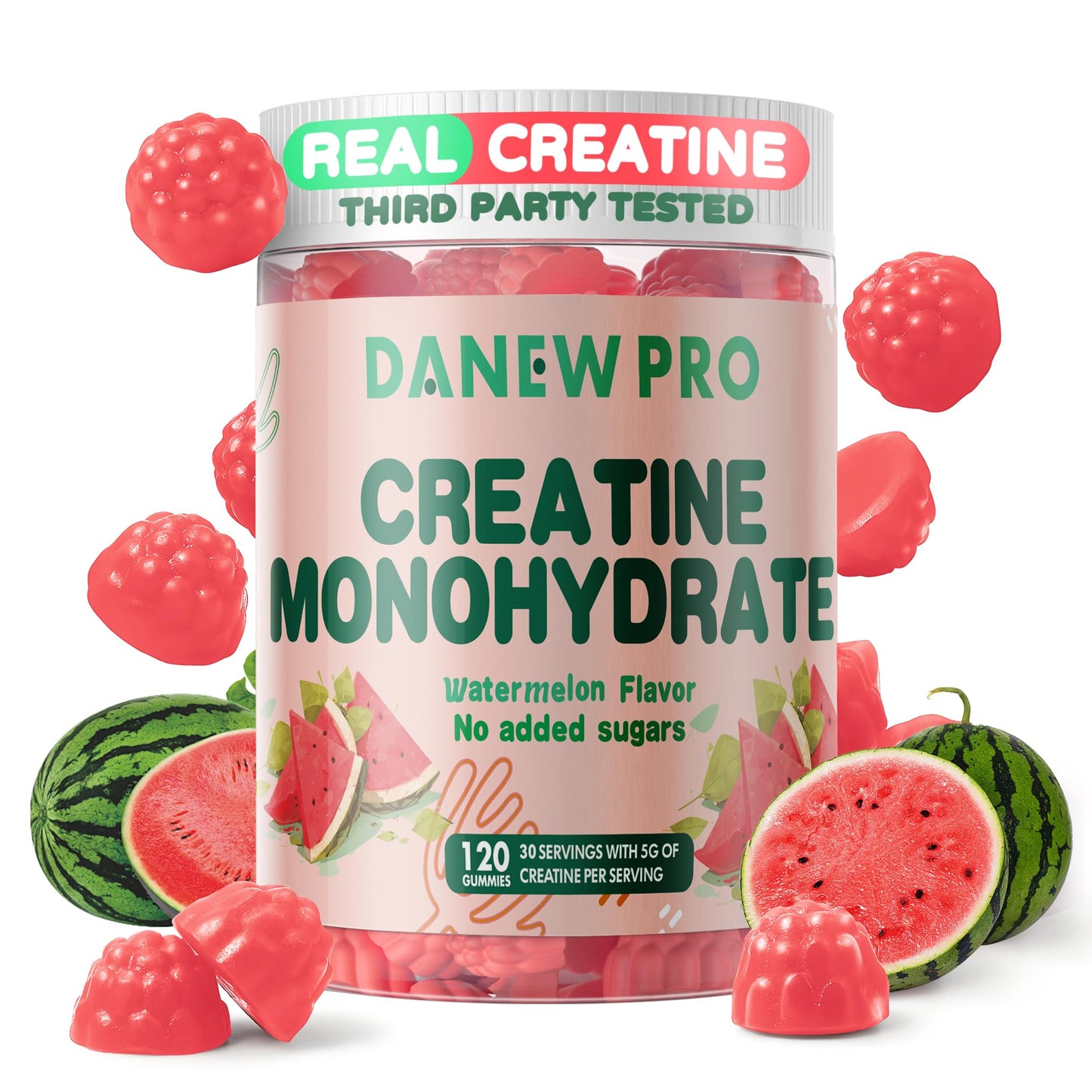 DANEW Pro Creatine Gummies 5000mg – Muscle Strength & Energy (Watermelon)