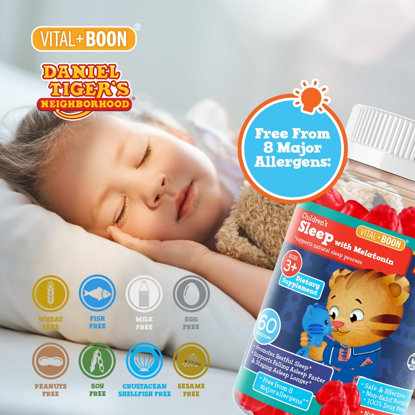 Daniel Tiger Kids Melatonin Gummies - Sleep Support for Ages 3+